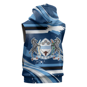Botswana Independence Day Sleeveless Hoodie Raised Fist Map Graphic With National Coat Of Arms