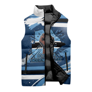 Botswana Independence Day Sleeveless Puffer Jacket Raised Fist Map Graphic With National Coat Of Arms