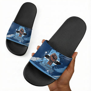 Botswana Independence Day Slide Sandals Raised Fist Map Graphic With National Coat Of Arms
