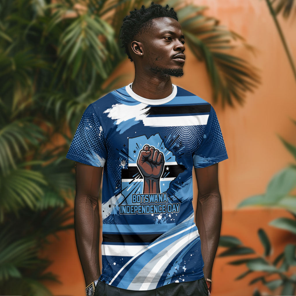 Botswana Independence Day T shirt Raised Fist Map Graphic With National Coat Of Arms