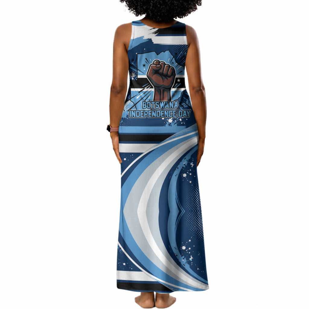 Botswana Independence Day Tank Maxi Dress Raised Fist Map Graphic With National Coat Of Arms