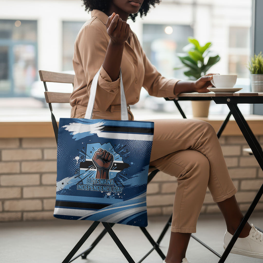 Botswana Independence Day Tote Bag Raised Fist Map Graphic With National Coat Of Arms