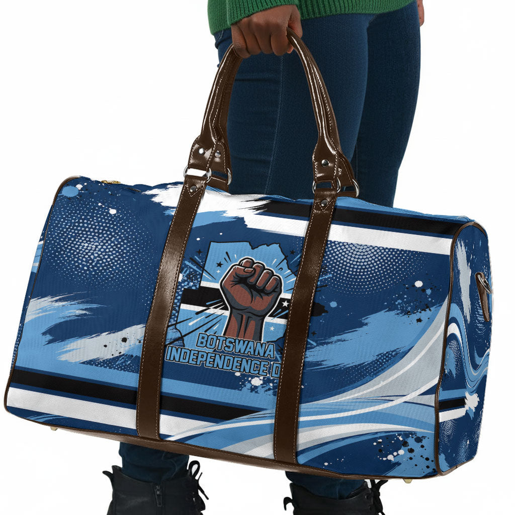 Botswana Independence Day Travel Bag Raised Fist Map Graphic With National Coat Of Arms