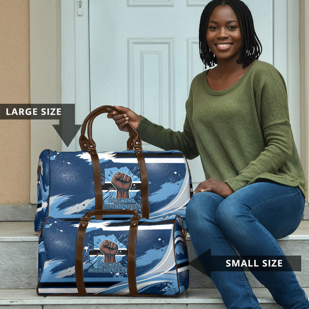 Botswana Independence Day Travel Bag Raised Fist Map Graphic With National Coat Of Arms