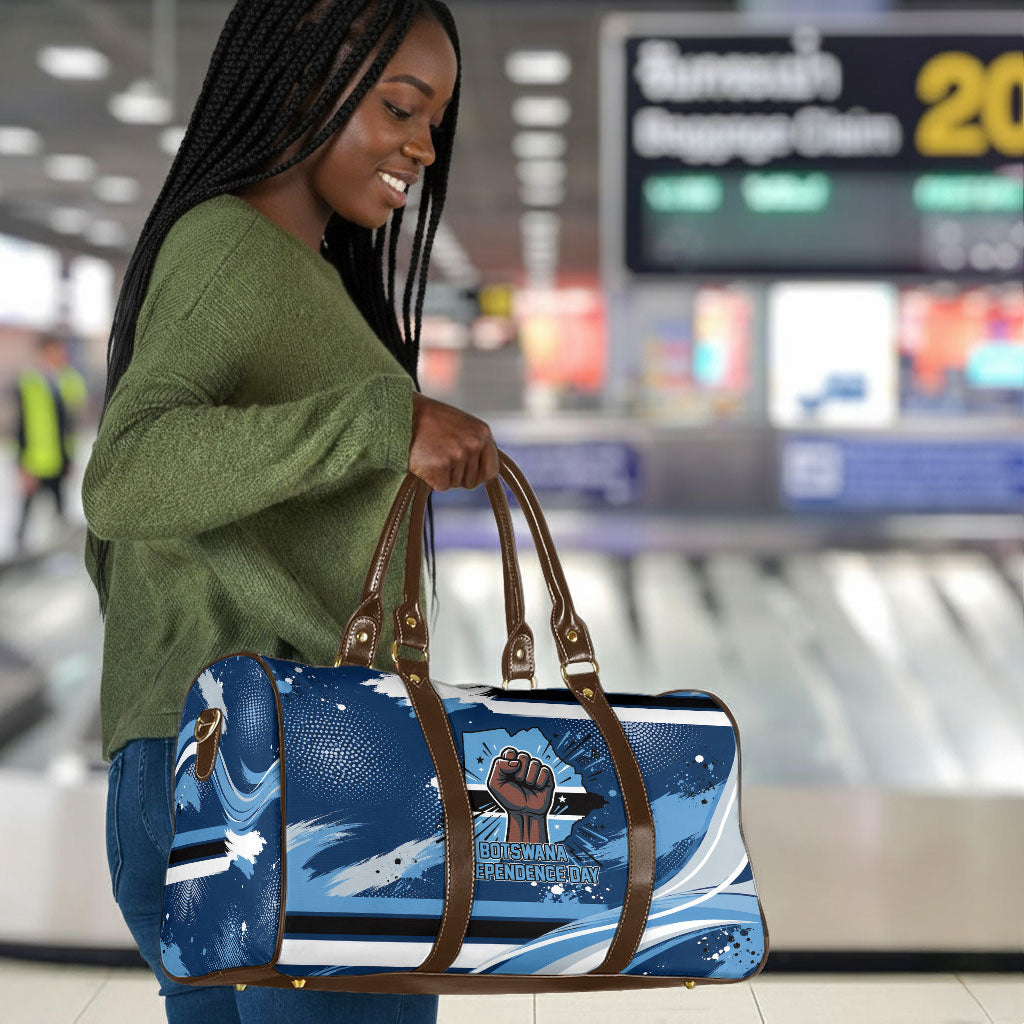 Botswana Independence Day Travel Bag Raised Fist Map Graphic With National Coat Of Arms