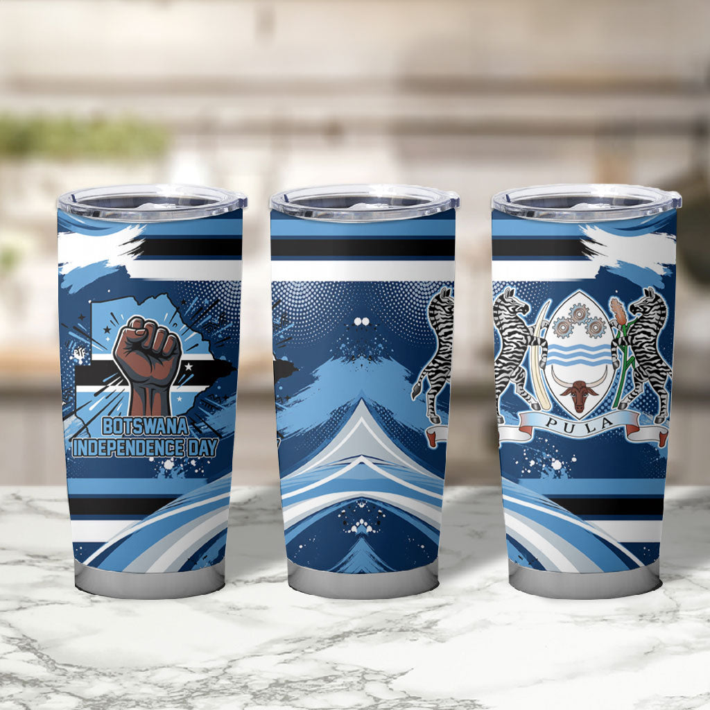 Botswana Independence Day Tumbler Cup Raised Fist Map Graphic With National Coat Of Arms
