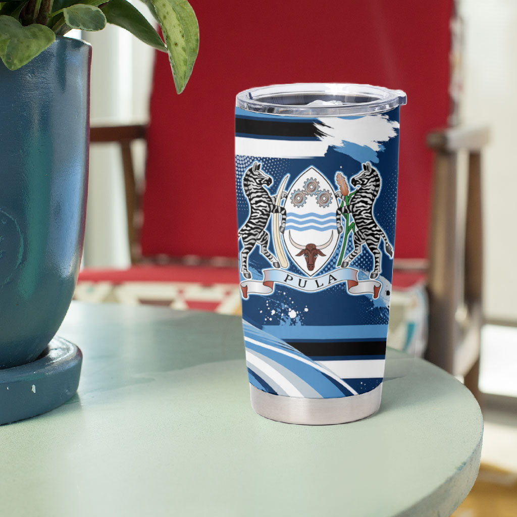 Botswana Independence Day Tumbler Cup Raised Fist Map Graphic With National Coat Of Arms