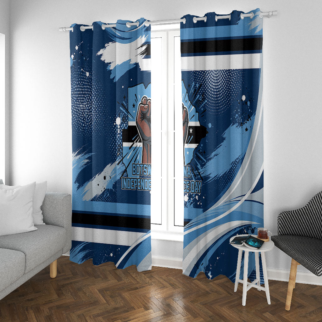 Botswana Independence Day Window Curtain Raised Fist Map Graphic With National Coat Of Arms