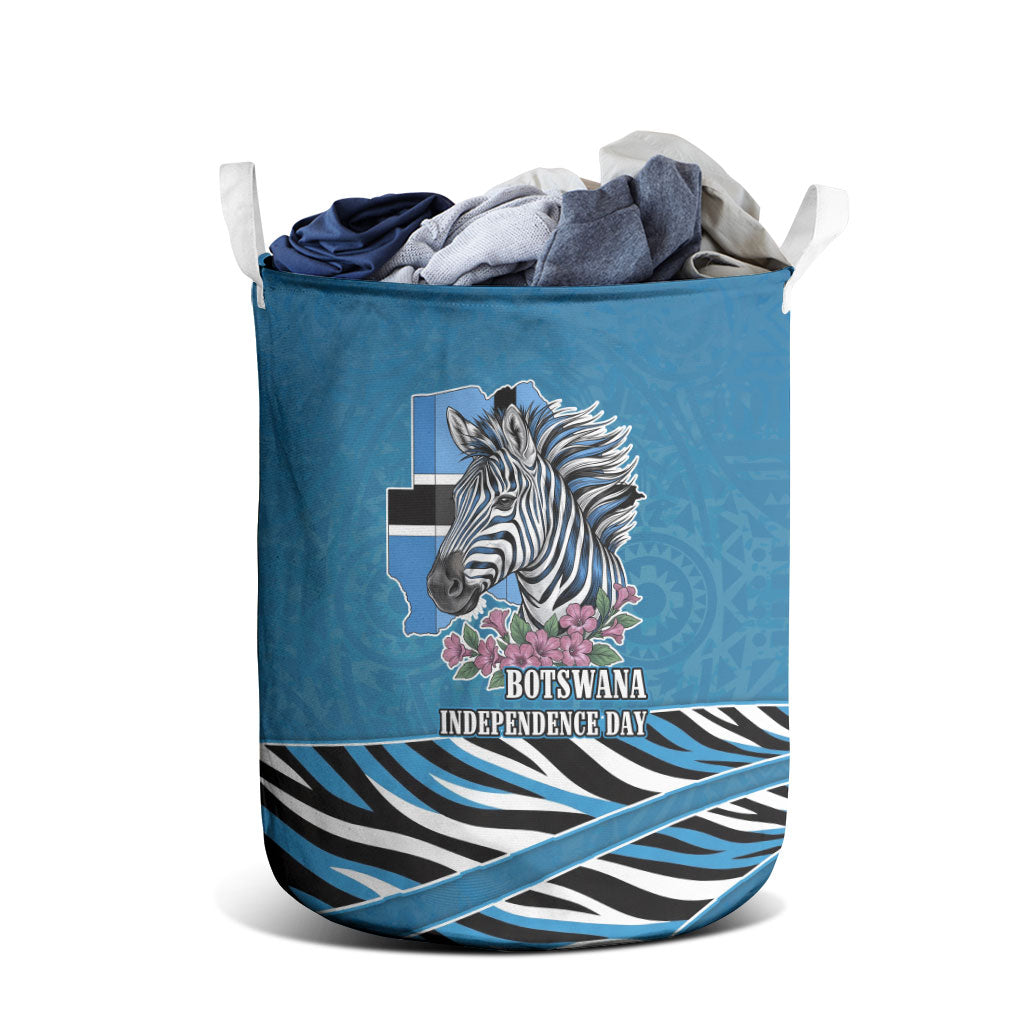 Botswana Independence Day Laundry Basket Flying Dove Graphic Zebra Portrait Flag Map