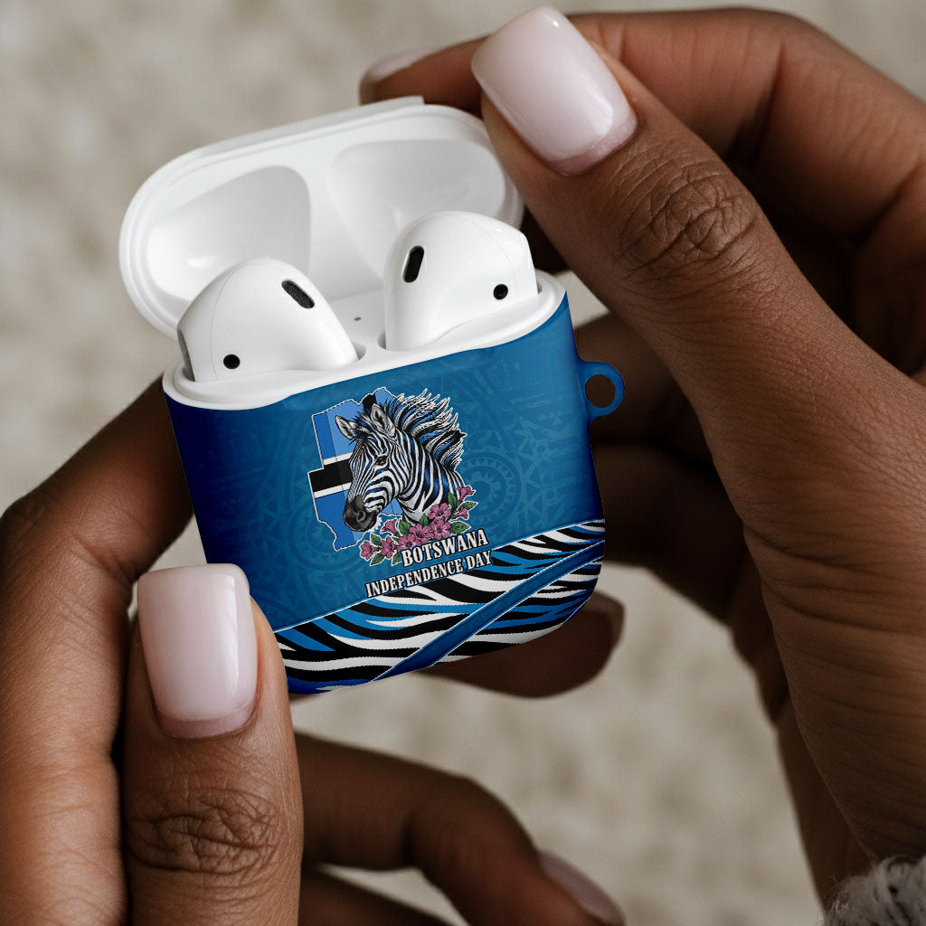 Botswana Independence Day AirPods Case Flying Dove Graphic Zebra Portrait Flag Map
