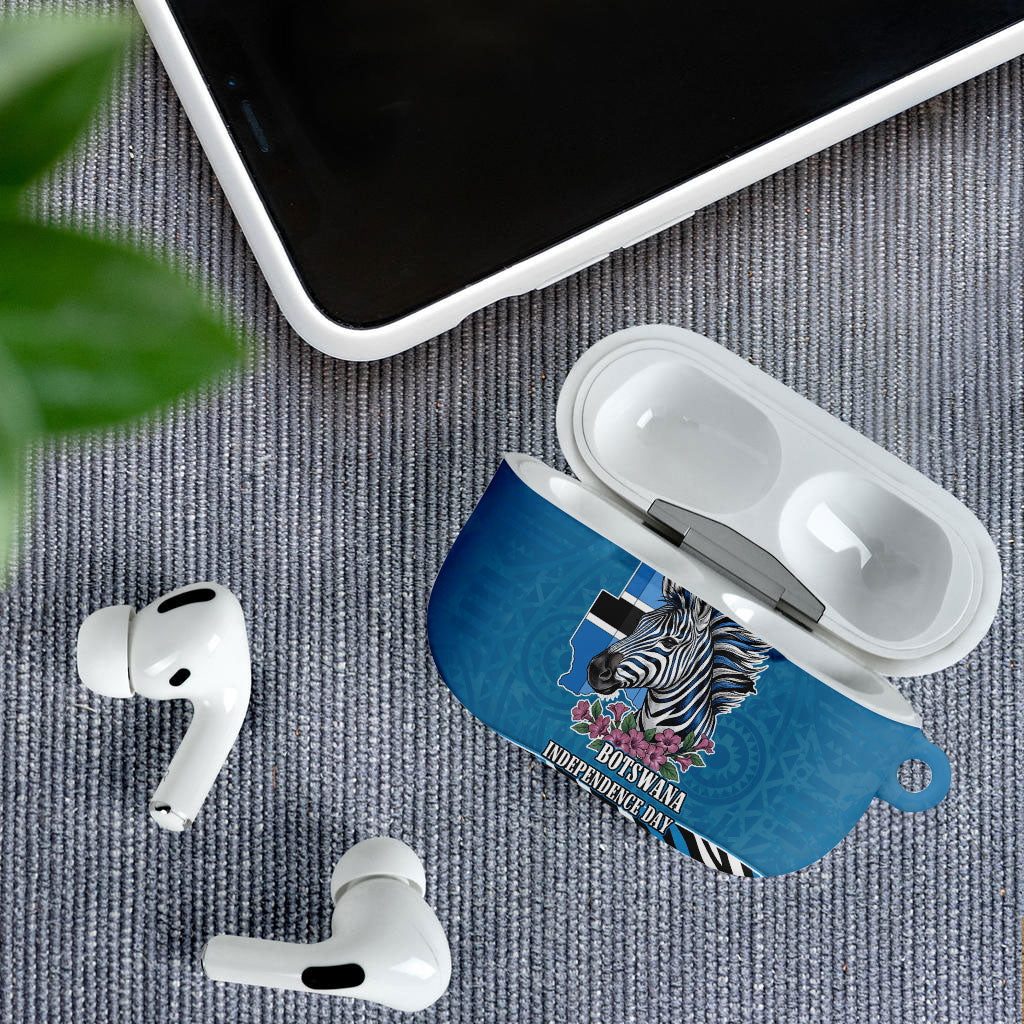 Botswana Independence Day AirPods Case Flying Dove Graphic Zebra Portrait Flag Map