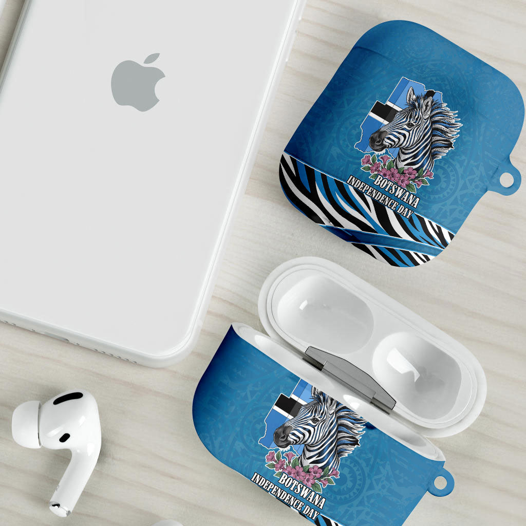 Botswana Independence Day AirPods Case Flying Dove Graphic Zebra Portrait Flag Map