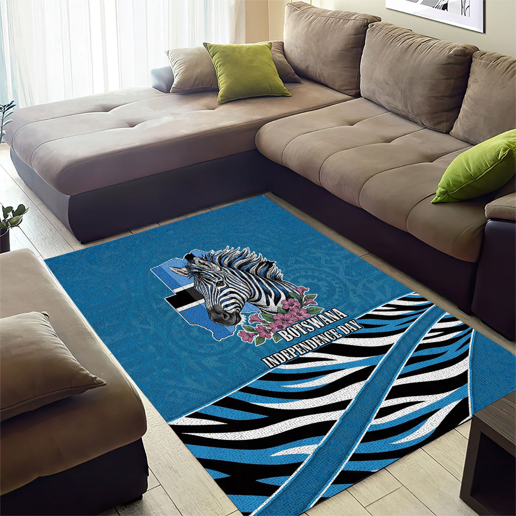 Botswana Independence Day Area Rug Flying Dove Graphic Zebra Portrait Flag Map