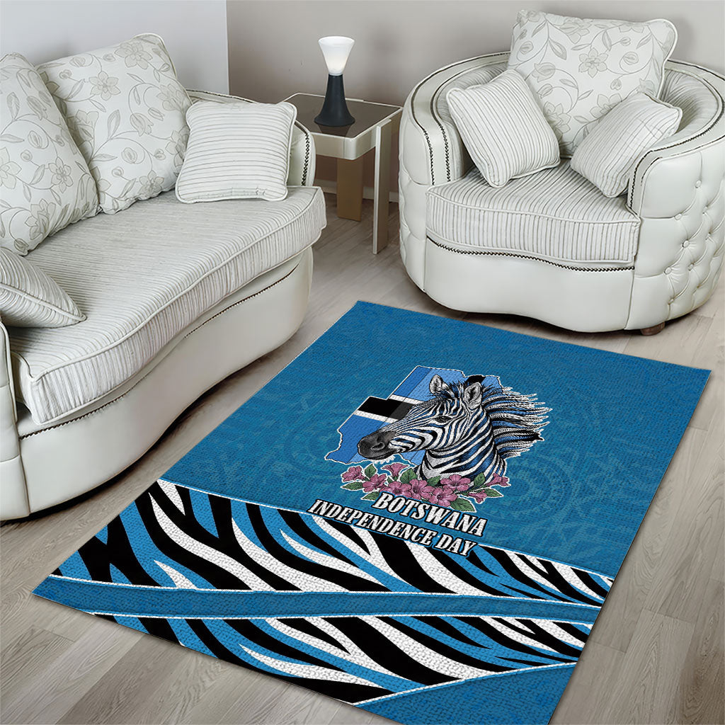 Botswana Independence Day Area Rug Flying Dove Graphic Zebra Portrait Flag Map