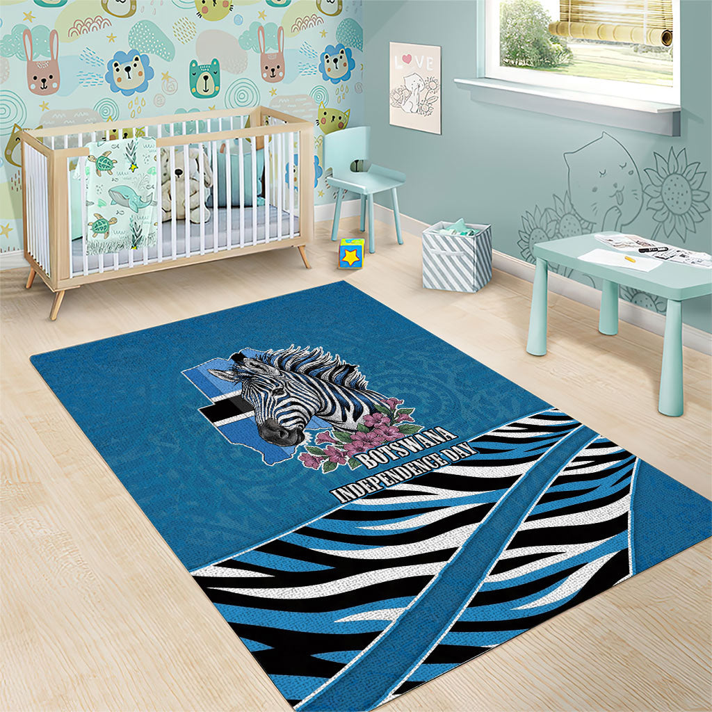Botswana Independence Day Area Rug Flying Dove Graphic Zebra Portrait Flag Map