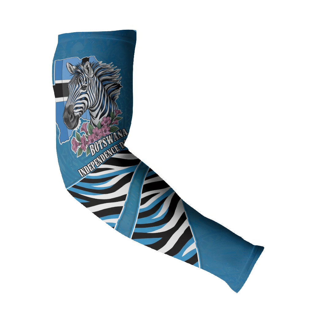 Botswana Independence Day Arm Sleeves Flying Dove Graphic Zebra Portrait Flag Map