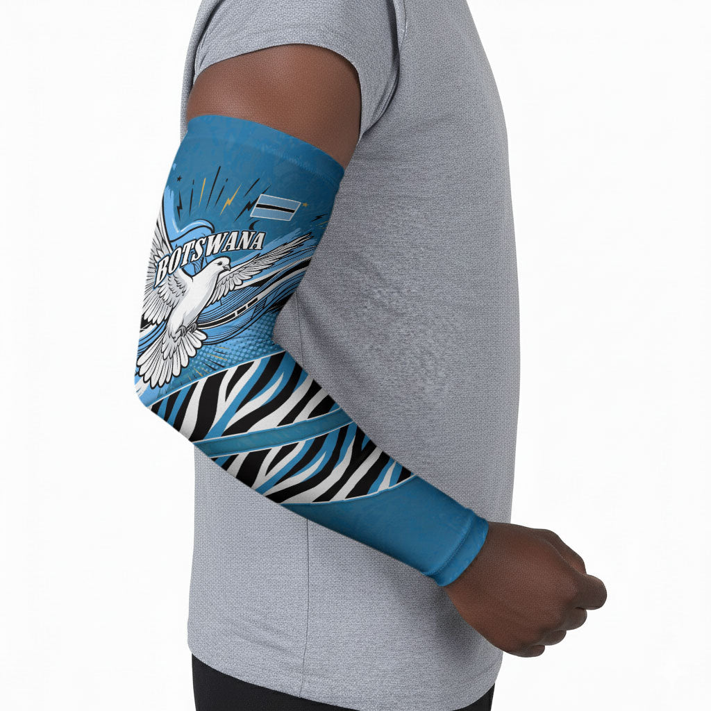 Botswana Independence Day Arm Sleeves Flying Dove Graphic Zebra Portrait Flag Map