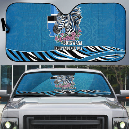 Botswana Independence Day Auto Sun Shade Flying Dove Graphic Zebra Portrait Flag Map