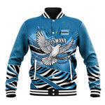 Botswana Independence Day Baseball Jacket Flying Dove Graphic Zebra Portrait Flag Map
