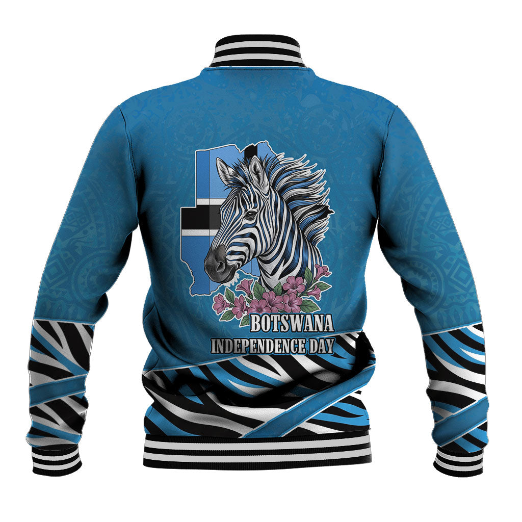 Botswana Independence Day Baseball Jacket Flying Dove Graphic Zebra Portrait Flag Map