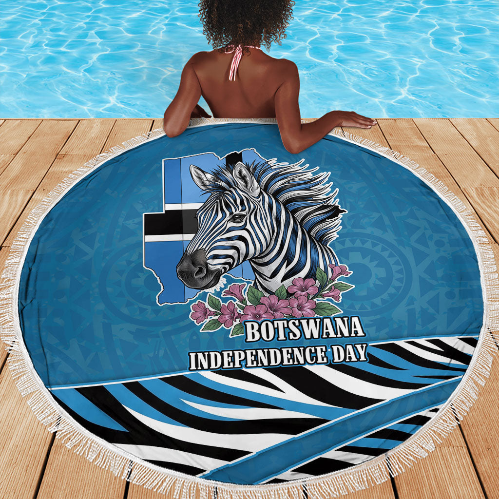 Botswana Independence Day Beach Blanket Flying Dove Graphic Zebra Portrait Flag Map