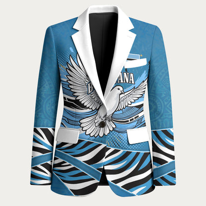 Botswana Independence Day Blazer Flying Dove Graphic Zebra Portrait Flag Map