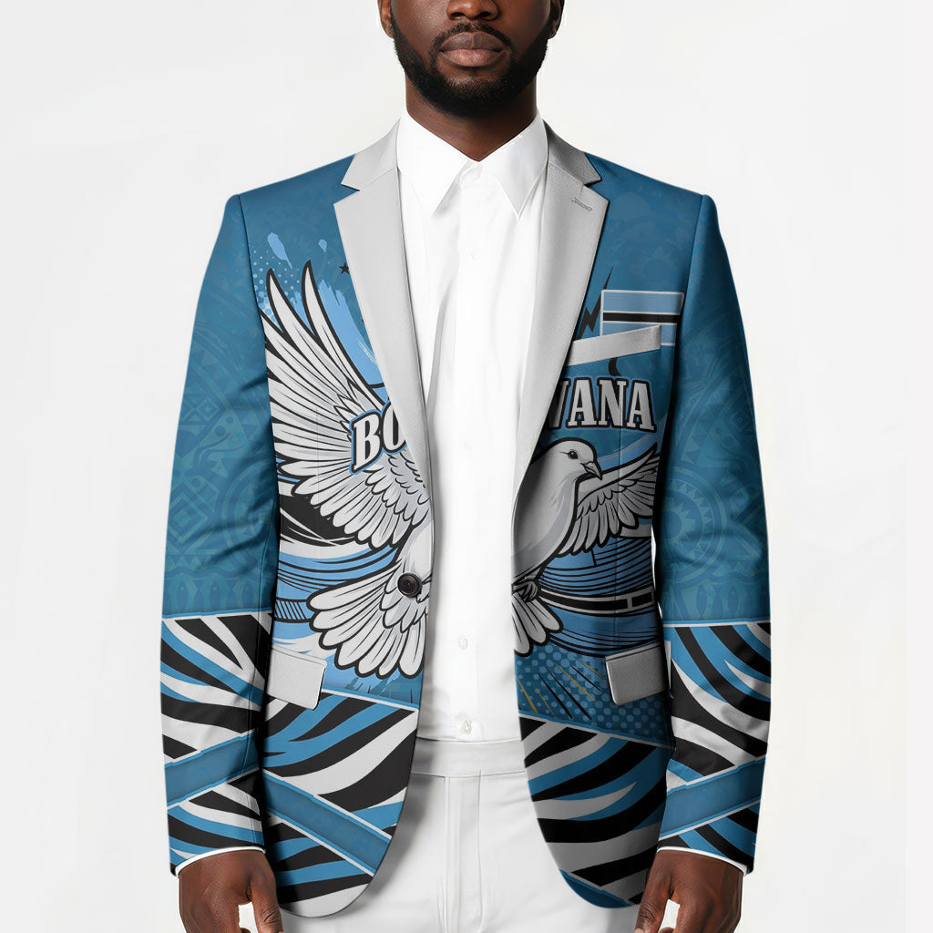 Botswana Independence Day Blazer Flying Dove Graphic Zebra Portrait Flag Map