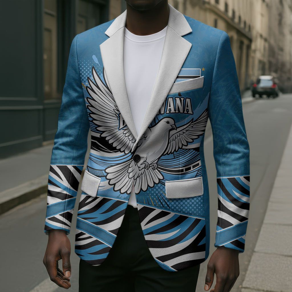 Botswana Independence Day Blazer Flying Dove Graphic Zebra Portrait Flag Map