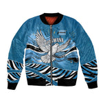 Botswana Independence Day Bomber Jacket Flying Dove Graphic Zebra Portrait Flag Map