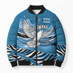 Botswana Independence Day Bomber Puffer Jacket Flying Dove Graphic Zebra Portrait Flag Map