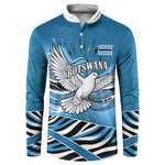 Botswana Independence Day Button Sweatshirt Flying Dove Graphic Zebra Portrait Flag Map
