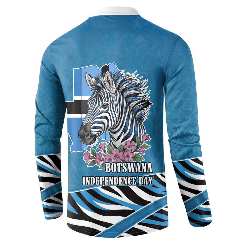 Botswana Independence Day Button Sweatshirt Flying Dove Graphic Zebra Portrait Flag Map