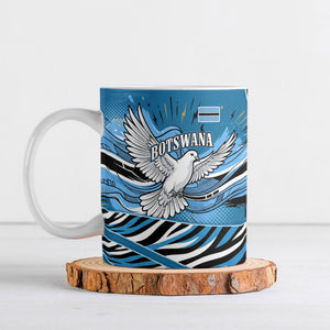 Botswana Independence Day Ceramic Mug Flying Dove Graphic Zebra Portrait Flag Map