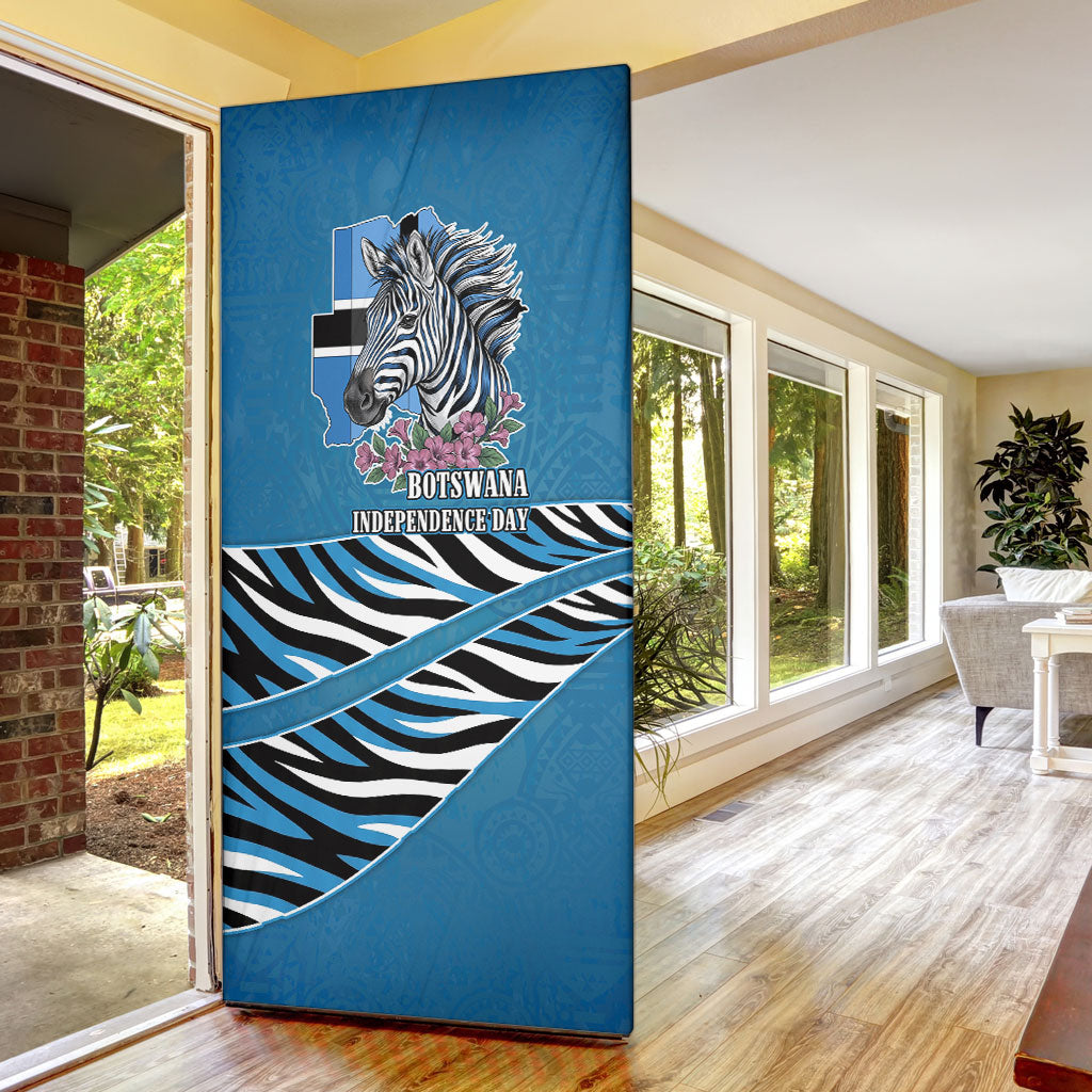 Botswana Independence Day Door Cover Flying Dove Graphic Zebra Portrait Flag Map
