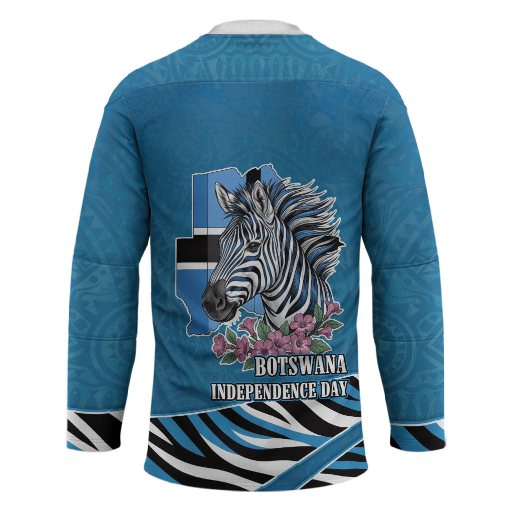 Botswana Independence Day Hockey Jersey Flying Dove Graphic Zebra Portrait Flag Map