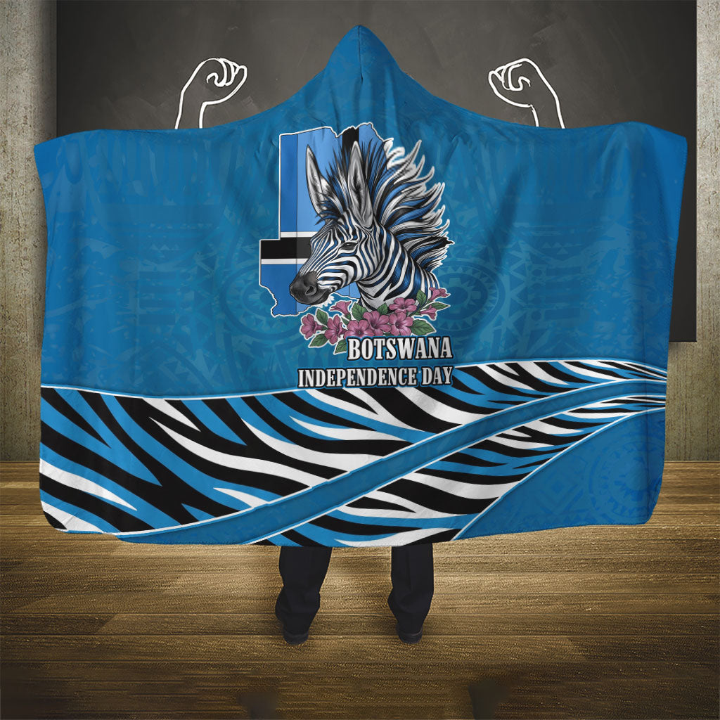 Botswana Independence Day Hooded Blanket Flying Dove Graphic Zebra Portrait Flag Map