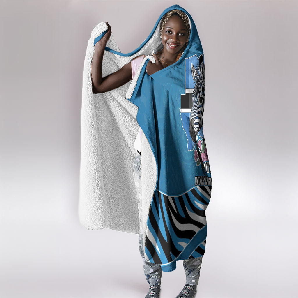 Botswana Independence Day Hooded Blanket Flying Dove Graphic Zebra Portrait Flag Map