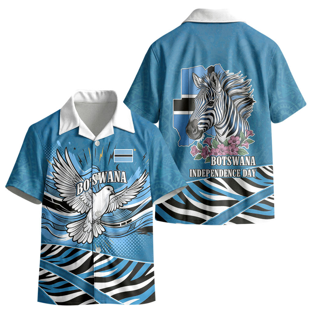 Botswana Independence Day Kid Hawaiian Shirt Flying Dove Graphic Zebra Portrait Flag Map