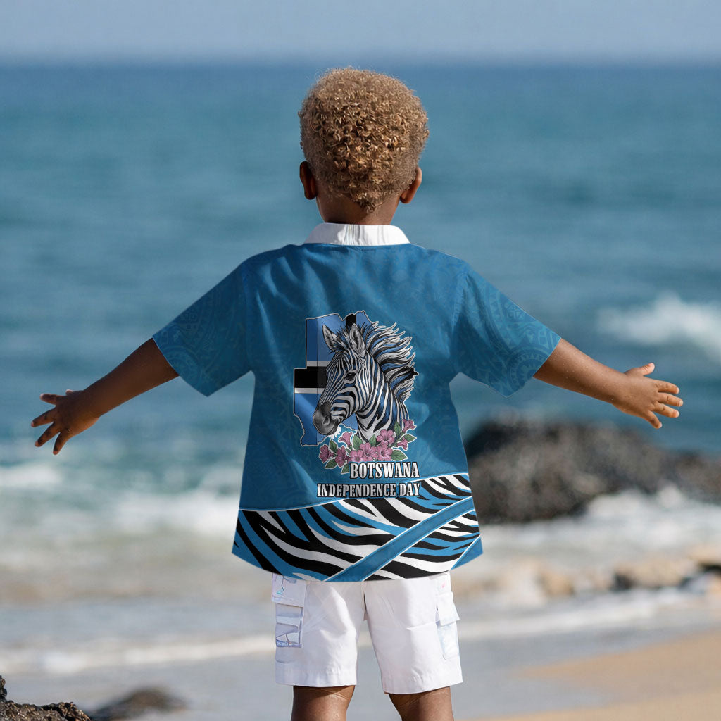 Botswana Independence Day Kid Hawaiian Shirt Flying Dove Graphic Zebra Portrait Flag Map