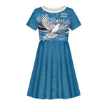 Botswana Independence Day Kid Short Sleeve Dress Flying Dove Graphic Zebra Portrait Flag Map