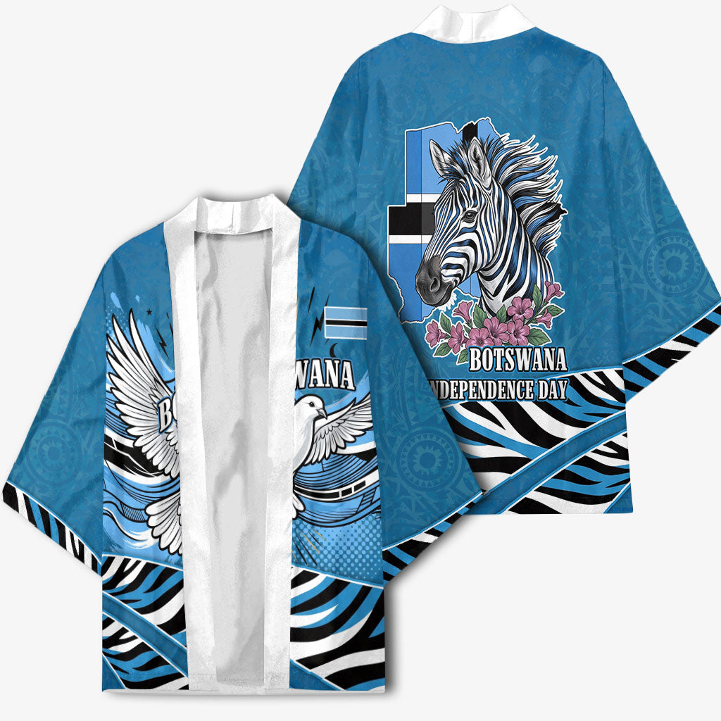 Botswana Independence Day Kimono Flying Dove Graphic Zebra Portrait Flag Map