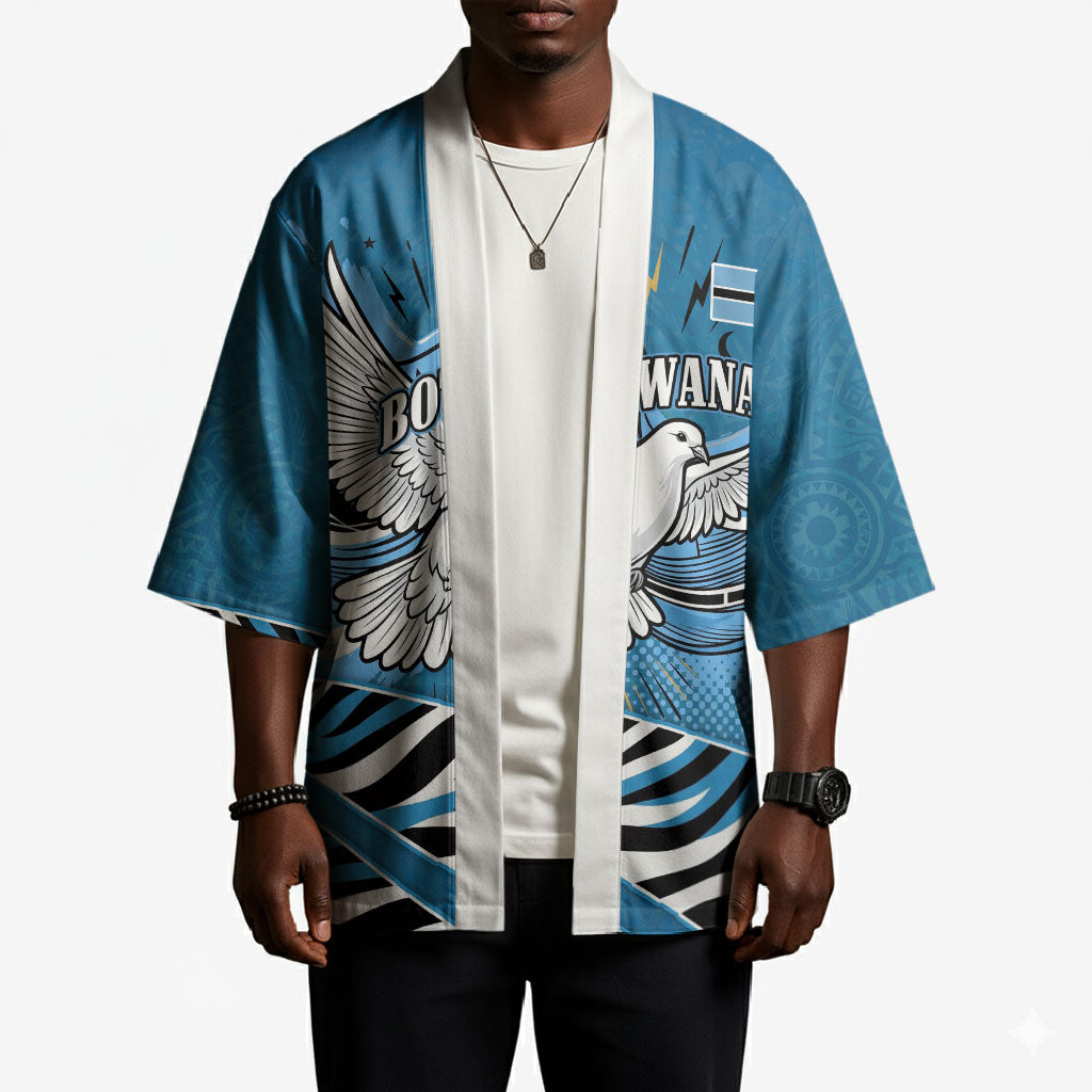 Botswana Independence Day Kimono Flying Dove Graphic Zebra Portrait Flag Map