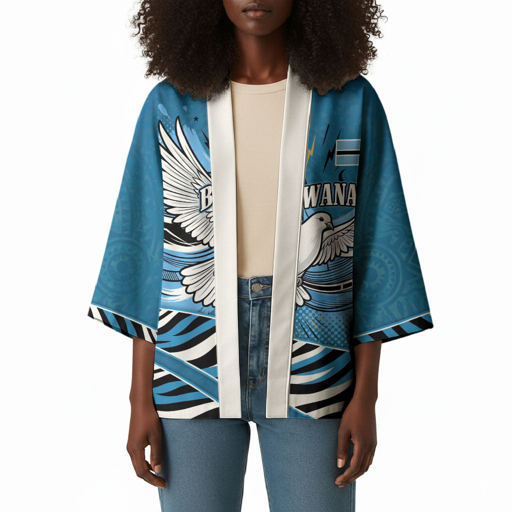 Botswana Independence Day Kimono Flying Dove Graphic Zebra Portrait Flag Map