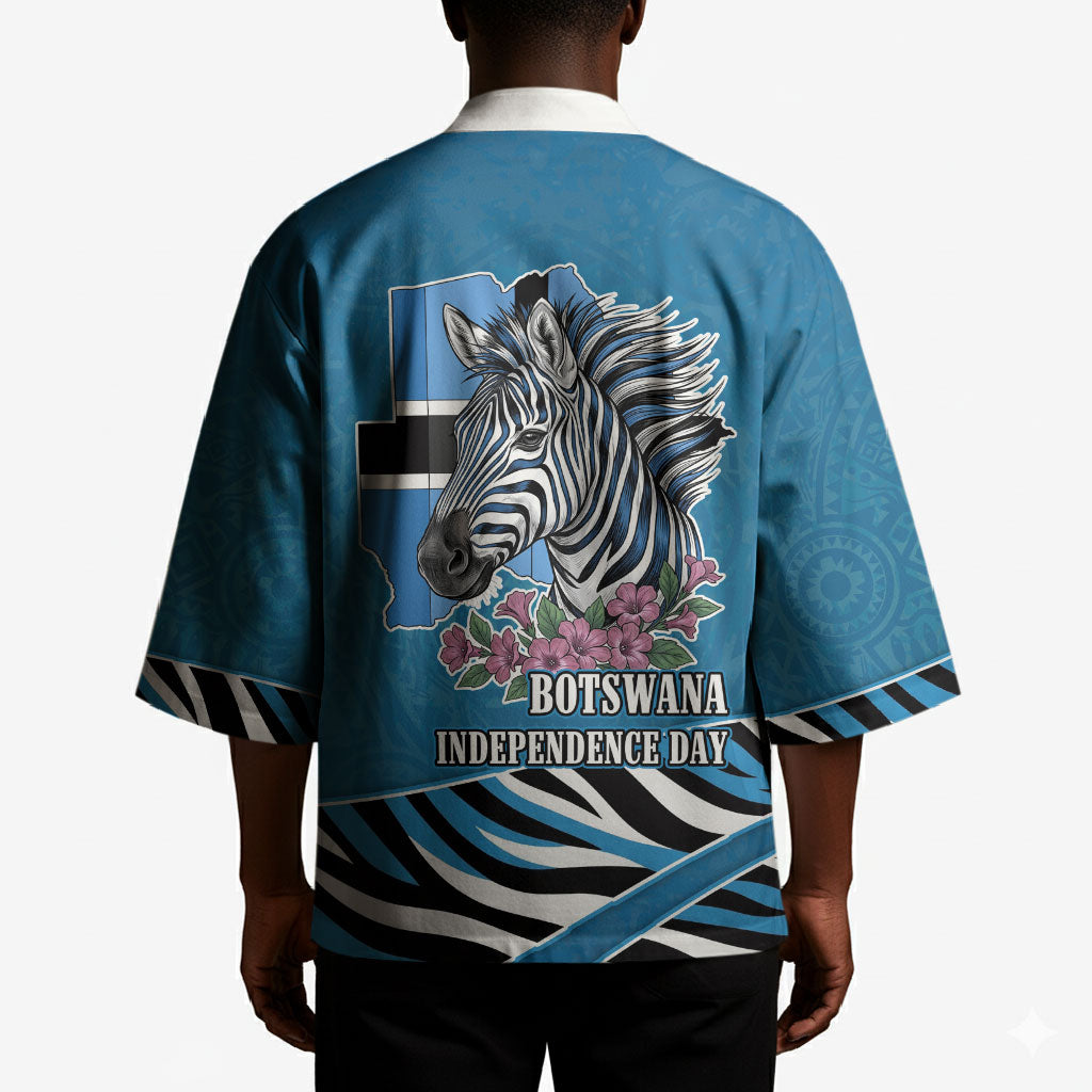 Botswana Independence Day Kimono Flying Dove Graphic Zebra Portrait Flag Map