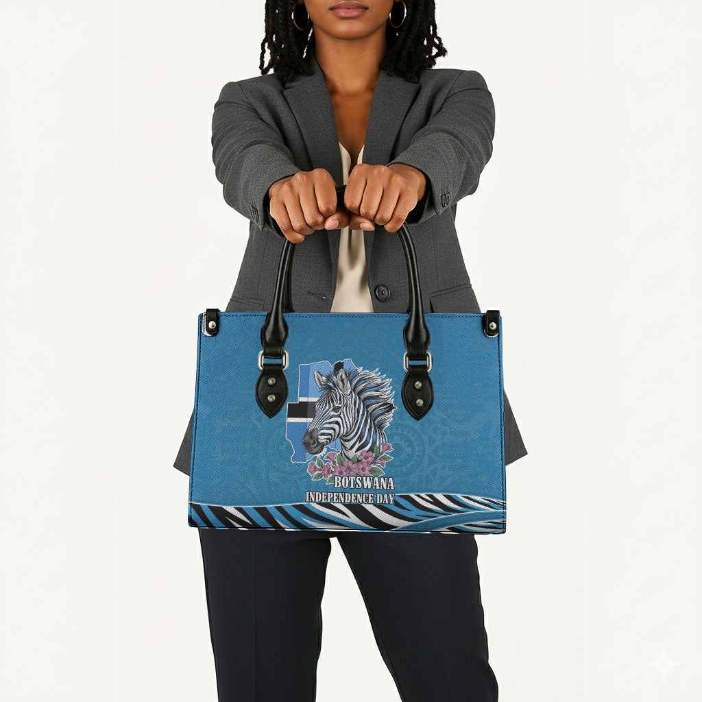 Botswana Independence Day Leather Bag Flying Dove Graphic Zebra Portrait Flag Map