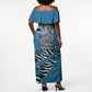 Botswana Independence Day Off Shoulder Maxi Dress Flying Dove Graphic Zebra Portrait Flag Map