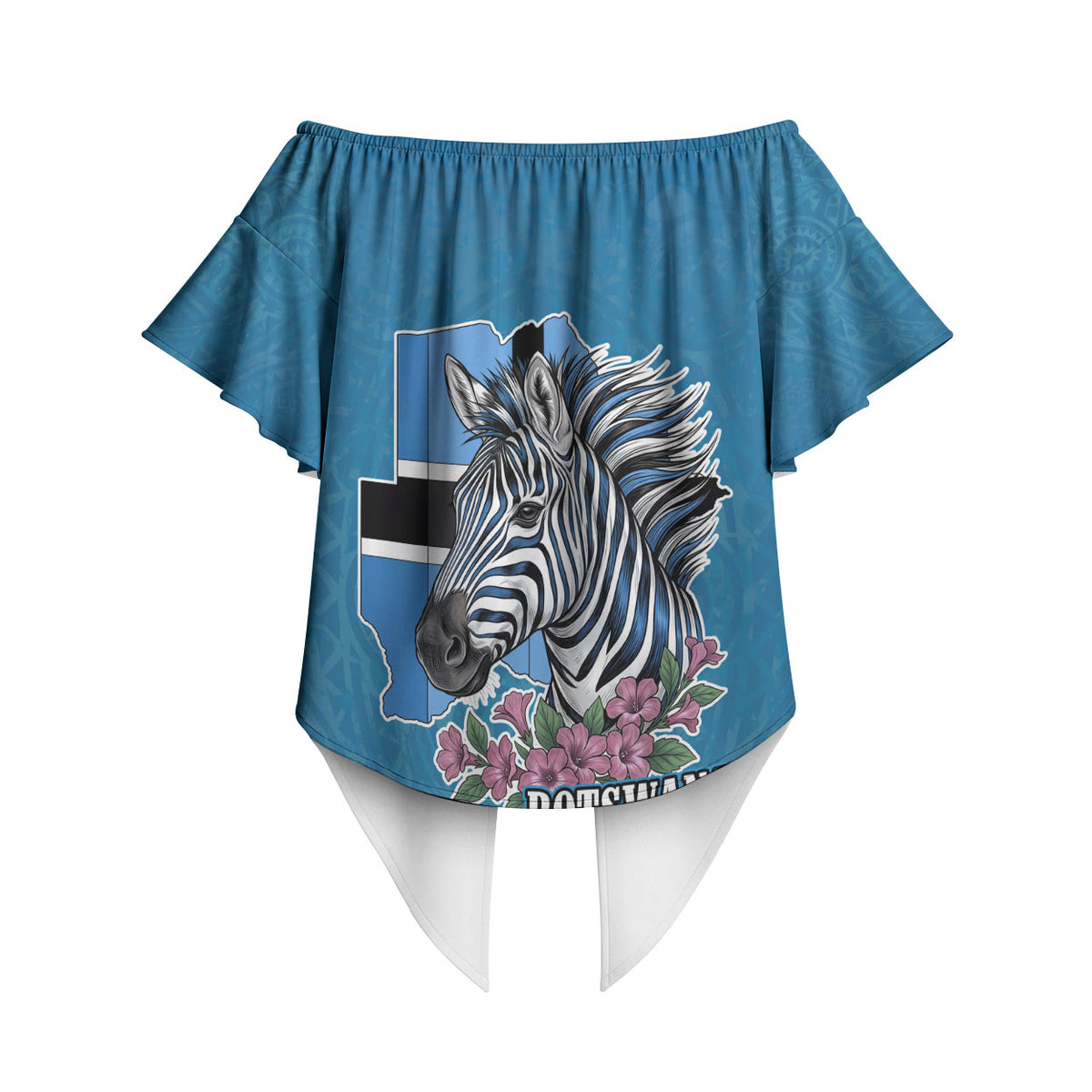 Botswana Independence Day Off Shoulder Wrap Waist Top Flying Dove Graphic Zebra Portrait Flag Map