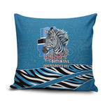 Botswana Independence Day Pillow Cover Flying Dove Graphic Zebra Portrait Flag Map