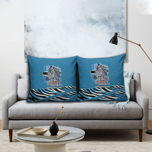 Botswana Independence Day Pillow Cover Flying Dove Graphic Zebra Portrait Flag Map