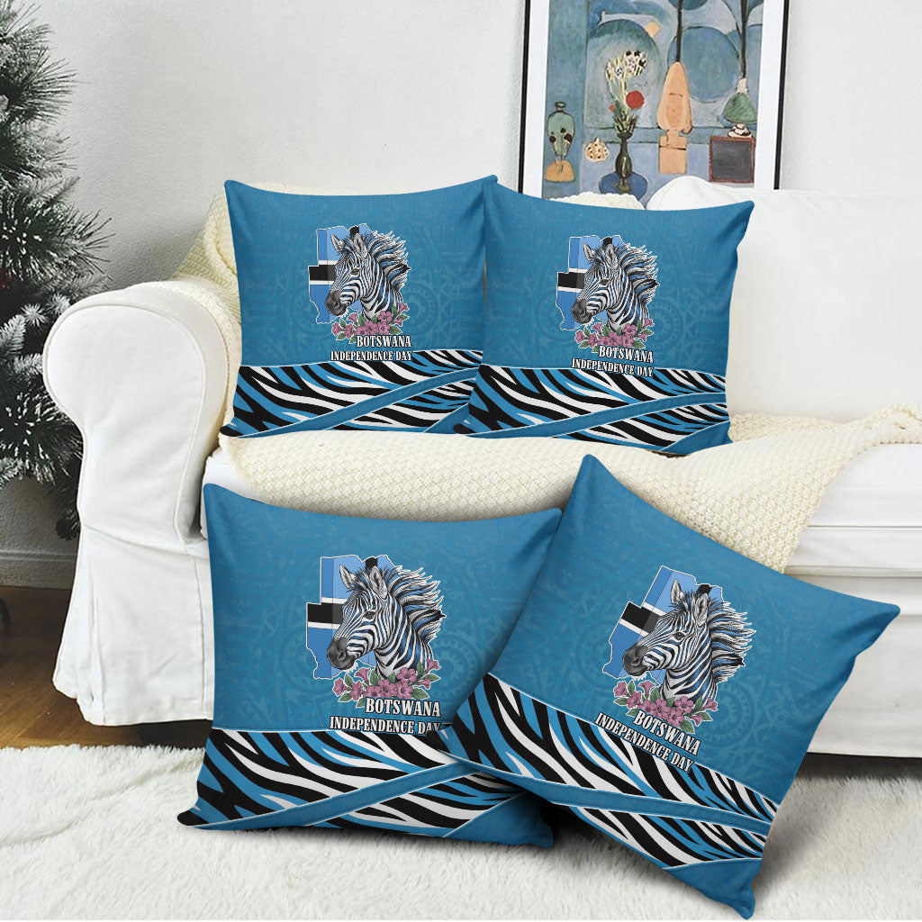 Botswana Independence Day Pillow Cover Flying Dove Graphic Zebra Portrait Flag Map